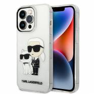   iPhone 14 Pro Max Karl Lagerfeld Ikonik Back Cover Karl & Choupette TPU / PC (Clear Glitter -  KLHCP14XHNKCTGT )