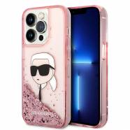  iPhone 14 Pro Karl Lagerfeld Ikonik Case Karls Head (Clear Pink/Glitter  KLHCP14LLNKHCP)