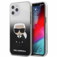   iPhone 12 Pro Max  Karl Lagerfeld Ikonik Gradient Transparent Case Karl's Head  (Clear / Gradient Black KLHCP12LTRDFKBK)