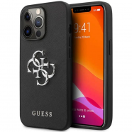  iPhone 13 Pro Guess 4G Logo Collection Hard Case PU Leather ( - GUHCP13LSA4GSBK)