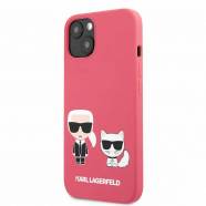   iPhone 13 Karl Lagerfeld Silicone Case Karl+Choupette  (Fuchsia KLHCP13MSSKCP)