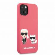   iPhone 13 Karl Lagerfeld Silicone Case Karl+Choupette  (Fuchsia KLHCP13MSSKCP)