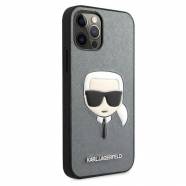   iPhone 12 Pro Max Karl Lagerfeld PU Saffiano Case with Embossed Karl`s Head  ( - KLHCP12LSAKHSL)