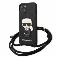   iPhone 13 Karl Lagerfeld Monogram with Patch and Cord PU Leather   ( - KLHCP13MCMNIPK)