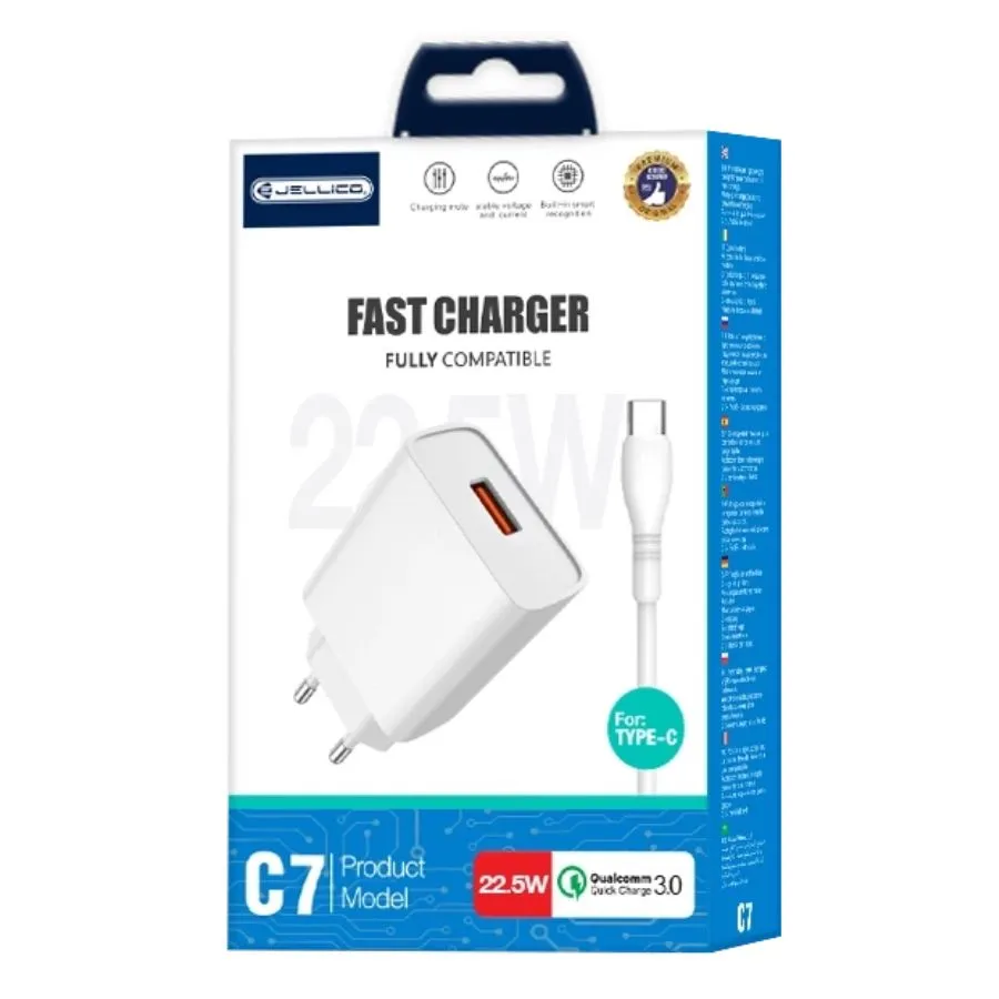 Φορτιστής JELLICO C7 Quick Charger (με καλώδιο TYPE C)
