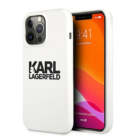Θήκη για iPhone 13 Pro Karl Lagerfeld Hard Case Stack Logo Back (White -  KLHCP13LSLKLWH)