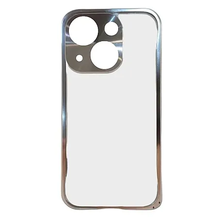 Θήκη για iPhone 15 Plus Metal Frame PC Shockproof (ασημί)