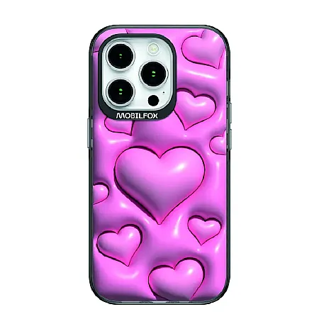 Θήκη για iPhone 11 Pro Max Mobilfox Hearts Babypink Transparent Full-Shock (μαύρο)