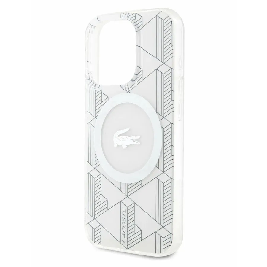Θήκη για iPhone 15 Pro Max Lacoste HC Magsafe IML Monogram Silver Croc Logo (LCHMP15XUBSH - ιβουάρ)