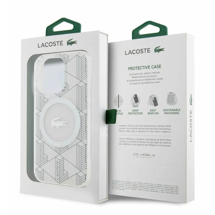 Θήκη για iPhone 15 Pro Max Lacoste HC Magsafe IML Monogram Silver Croc Logo (LCHMP15XUBSH - ιβουάρ)