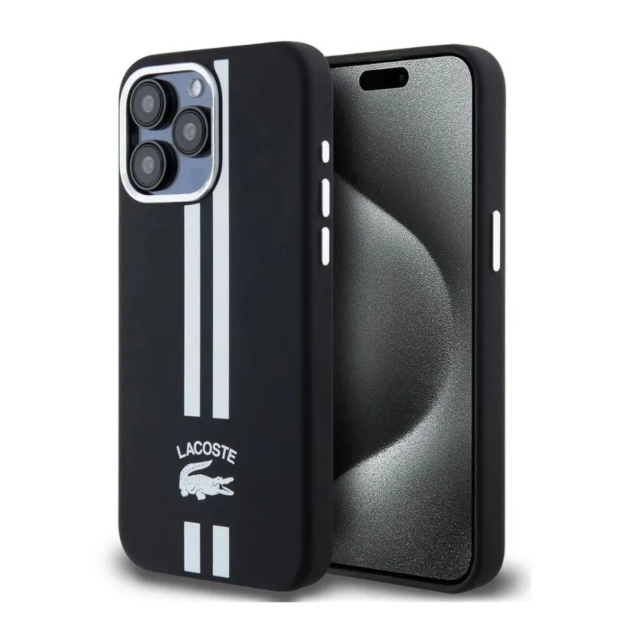 Θήκη για iPhone 15 Pro Lacoste HC Silicone Stripes (LCHCP15LSLIK - μαύρο)