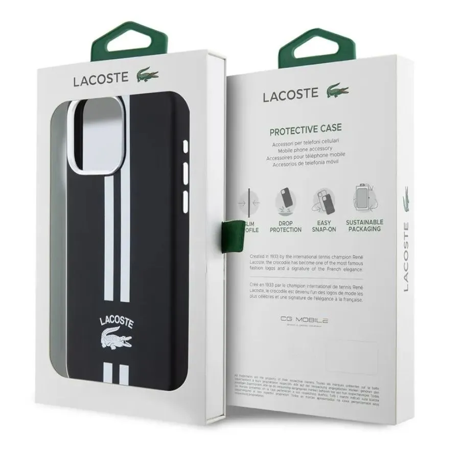 Θήκη για iPhone 15 Pro Lacoste HC Silicone Stripes (LCHCP15LSLIK - μαύρο)