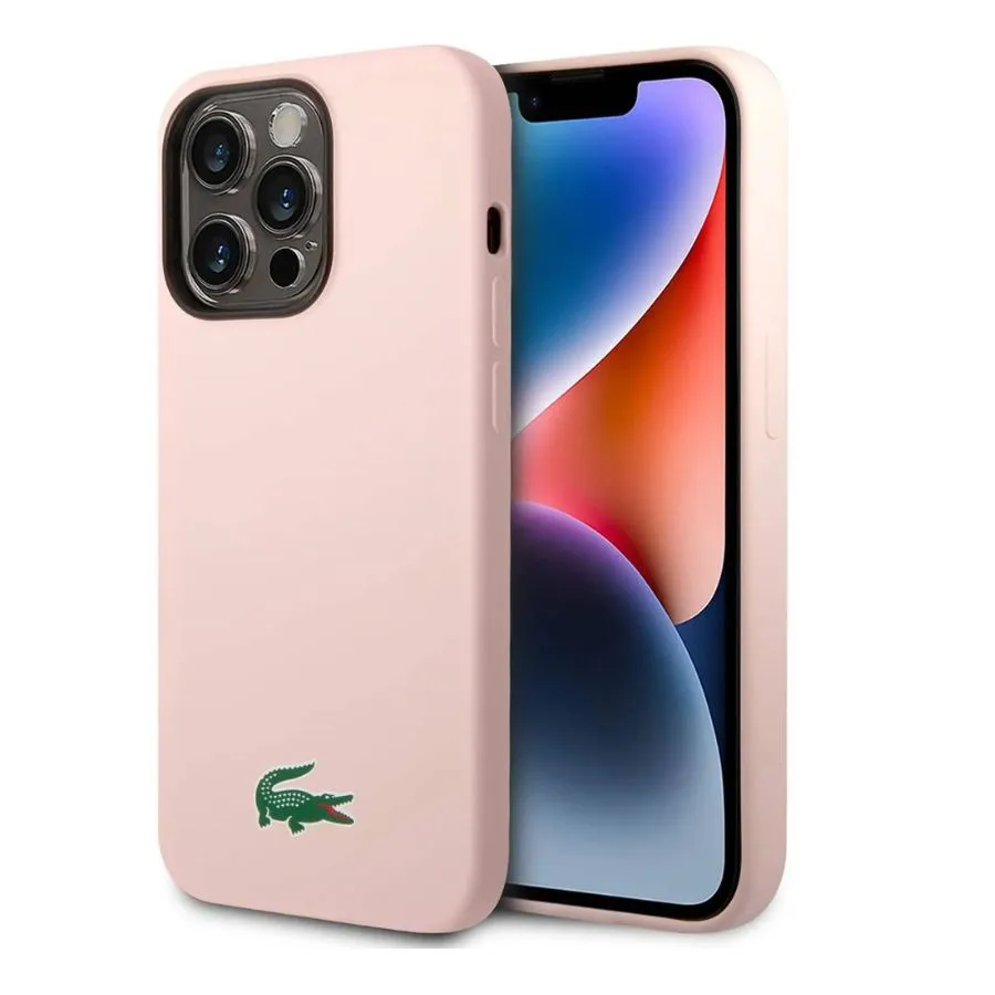 Θήκη για iPhone 15 Pro Lacoste HC Silicone Croc Logo MagSafe (LCHMP15LSLOI - ροζ)