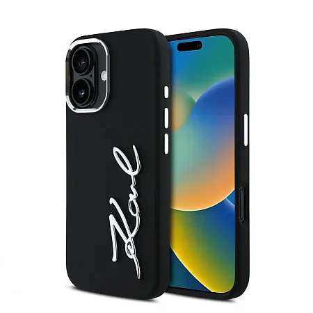 Θηκη για iPhone 16 Karl Lagerfeld “Signature Metal Logo Collection” Hard Case Θήκη προστασίας από σιλικόνη (Μαύρο – KLHCP16SSCMSMVK)