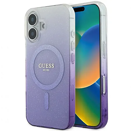 Θήκη για iPhone 16 Guess Glitter Gradient Hard Case Θήκη προστασίας από σκληρό πλαστικό (Μωβ – GUHMP16SHGRCELU)