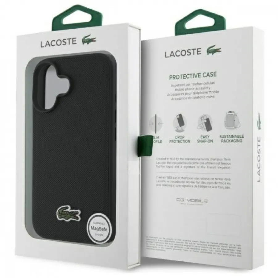 Θήκη για Iphone 16 Lacoste Woven Iconic Petit Pique Magsafe  (Μαύρο-LCHMP16SPVCK)