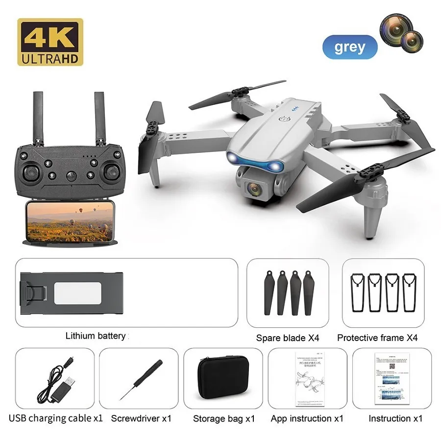 Αναδιπλούμενο HD Drone E99 K3 Quadcopter Dual Camera (Γκρι)