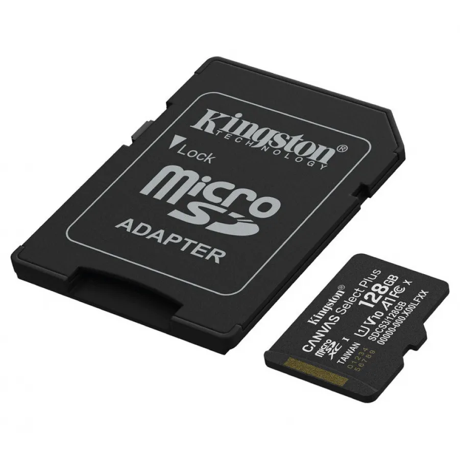 Κάρτα Μνήμης Kingston SDCS3/128GB Canvas Select Plus Gen3 microSD 128GB UHS-I 150MB/s (Με Αντάπτορα)
