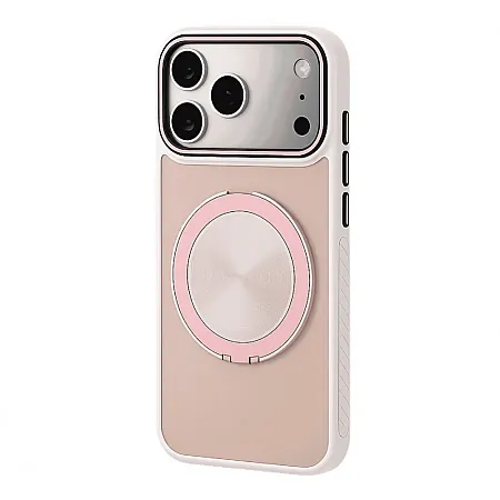 Θήκη για iPhone 17 MagSafe CD Texture με 360° Ring Holder (Ροζ)