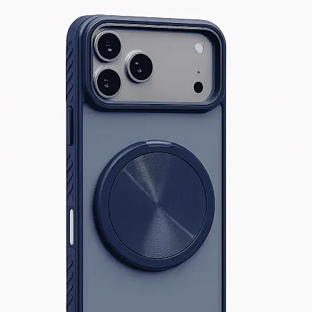 Θήκη για iPhone 17 Pro MagSafe CD Texture με 360° Ring Holder (Μπλε)