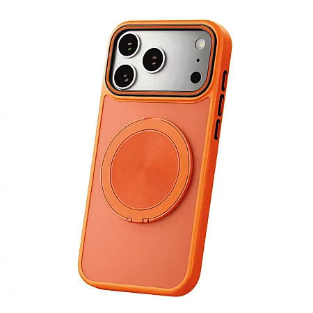 Θήκη για iPhone 17 Pro MagSafe CD Texture με 360° Ring Holder (Πορτοκαλί)