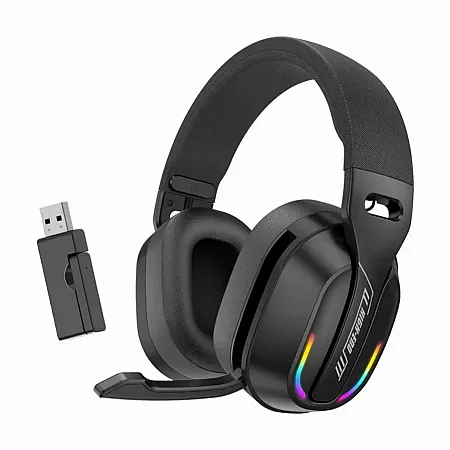 GT100 Ασύρματο Gaming Headset 2.4GHz USB Over Ear με Μικρόφωνο Boom και Ρυθμιστή Έντασης (Μαύρο)