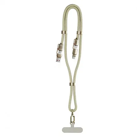 Κορδόνι Κινητού Crossbody με Ενσωματωμένο Καλώδιο Φόρτισης 4 σε 1 (Χρυσό)
