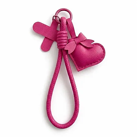 Λουράκι καρπού Δερμάτινο Heart Pendant (Φούξια)
